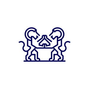 Lion Logo Design Blue Heraldic Lions Logo