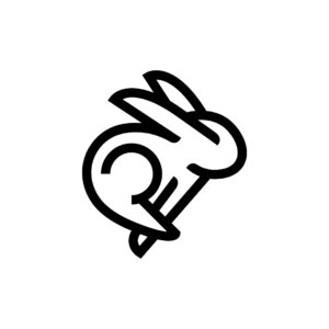 Fast Black Rabbit Logo Running Bunny Logo