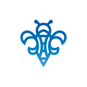 Blue Stylish Bee Logo