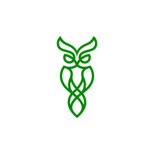 Line Green Owl Logo