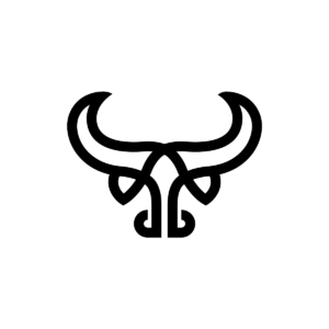 Line Stylized Bull Logo Black Bull Head Logo