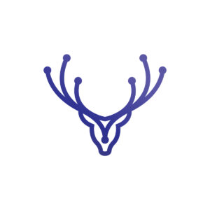 Dots Blue Deer Logo Deer Head Logo