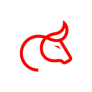 Monoline Bull Horn Logo Red Bull Head Logo